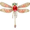 imageBriLove Rhinestone Dragonfly Brooch Pin for Women Insect Themed Animal BroochesRuby Color GoldTone