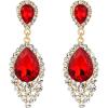 imageBriLove Womens Wedding Bridal Crystal Teardrop Cluster Beaded Chandelier Dangle Pierced EarringsRuby Color GoldTone