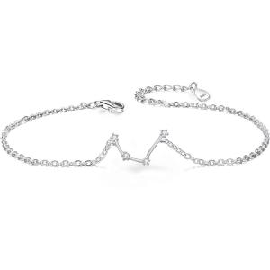 imageBriLove Gifts for Mom Women 925 Sterling Silver CZ Horoscope Zodiac 12 Constellation Astrology Link Bracelet for Mothers DayValentines DayBirthdayChristmasAnniversaryAquarius Jan 20  Feb 18