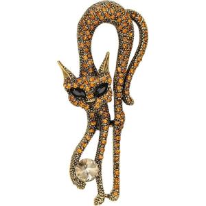 imageBriLove Vintage Austrian Crystal Rhinestones Cat Brooch Pin for Women