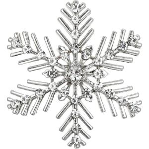 imageBriLove Xmas Christmas Winter Snowflake Brooch Pin Crystal Elegant Decorative Gift for WomenClear SilverTone