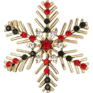 imageBriLove Xmas Christmas Winter Snowflake Brooch Pin Crystal Elegant Decorative Gift for WomenMulticolor GoldTone