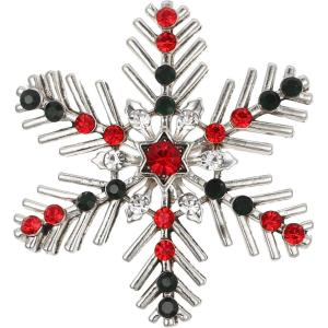 imageBriLove Xmas Christmas Winter Snowflake Brooch Pin Crystal Elegant Decorative Gift for WomenMulticolor SilverTone