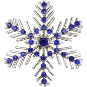 imageBriLove Xmas Christmas Winter Snowflake Brooch Pin Crystal Elegant Decorative Gift for WomenSapphire Color SilverTone