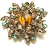 imageBriLove Austrian Crystal Rhinestone Elegant Flower Marquise Brooches for WomenChampagne AntiqueGoldTone