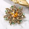 imageBriLove Austrian Crystal Rhinestone Elegant Flower Marquise Brooches for WomenChampagne AntiqueGoldTone
