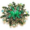 imageBriLove Austrian Crystal Rhinestone Elegant Flower Marquise Brooches for WomenEmerald Color AntiqueGoldTone