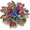 imageBriLove Austrian Crystal Rhinestone Elegant Flower Marquise Brooches for WomenMulticolor AntiqueGoldTone