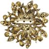 imageBriLove Austrian Crystal Rhinestone Elegant Flower Marquise Brooches for WomenMulticolor AntiqueGoldTone
