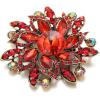 imageBriLove Austrian Crystal Rhinestone Elegant Flower Marquise Brooches for WomenRuby Color AntiqueGoldTone
