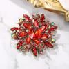 imageBriLove Austrian Crystal Rhinestone Elegant Flower Marquise Brooches for WomenRuby Color AntiqueGoldTone