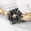 imageBriLove Austrian Crystal Rhinestone Elegant Flower Marquise Wreath Brooches for WomenBlack BlackTone