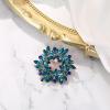 imageBriLove Austrian Crystal Rhinestone Elegant Flower Marquise Wreath Brooches for WomenBlue Topaz GoldTone