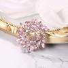 imageBriLove Austrian Crystal Rhinestone Elegant Flower Marquise Wreath Brooches for WomenPink Color GoldToned