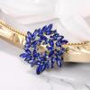 imageBriLove Austrian Crystal Rhinestone Elegant Flower Marquise Wreath Brooches for WomenRoyal Blue SilverTone