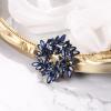 imageBriLove Austrian Crystal Rhinestone Elegant Flower Marquise Wreath Brooches for WomenSapphire Color BlackTone