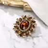 imageBriLove Austrian Crystal Rhinestone Gorgeous Oval Marquise Brooches for WomenBrown GoldTone