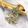 imageBriLove Christmas Tree Brooch Pin Xmas Star Crystal Marquise Decorative Gift for WomenGreen GoldTone