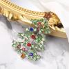 imageBriLove Christmas Tree Brooch Pin Xmas Star Crystal Marquise Decorative Gift for WomenGreen SilverTone