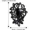 imageBriLove Elegant Crystal Teardrop Marquise Bouquet Brooch Pin for WomenBlack BlackTone