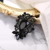 imageBriLove Elegant Crystal Teardrop Marquise Bouquet Brooch Pin for WomenBlack BlackTone