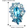 imageBriLove Elegant Crystal Teardrop Marquise Bouquet Brooch Pin for WomenBlue Topaz SilverTone
