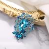 imageBriLove Elegant Crystal Teardrop Marquise Bouquet Brooch Pin for WomenBlue Topaz SilverTone