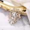 imageBriLove Elegant Crystal Teardrop Marquise Bouquet Brooch Pin for WomenClear GoldTone