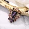imageBriLove Elegant Crystal Teardrop Marquise Bouquet Brooch Pin for WomenDeep Amethyst Color GoldTone