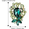 imageBriLove Elegant Crystal Teardrop Marquise Bouquet Brooch Pin for WomenEmerald Color GoldTone