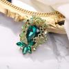 imageBriLove Elegant Crystal Teardrop Marquise Bouquet Brooch Pin for WomenEmerald Color GoldTone