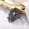 imageBriLove Elegant Crystal Teardrop Marquise Bouquet Brooch Pin for WomenGrey BlackTone
