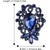 imageBriLove Elegant Crystal Teardrop Marquise Bouquet Brooch Pin for WomenSapphire Color BlackTone