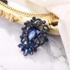 imageBriLove Elegant Crystal Teardrop Marquise Bouquet Brooch Pin for WomenSapphire Color BlackTone