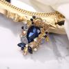 imageBriLove Elegant Crystal Teardrop Marquise Bouquet Brooch Pin for WomenSapphire Color GoldTone