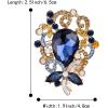 imageBriLove Elegant Crystal Teardrop Marquise Bouquet Brooch Pin for WomenSapphire Color GoldTone