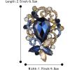 imageBriLove Elegant Crystal Teardrop Marquise Bouquet Brooch Pin for WomenSapphire Color SilverTone