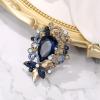 imageBriLove Elegant Crystal Teardrop Marquise Bouquet Brooch Pin for WomenSapphire Color SilverTone