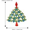 imageBriLove Womens Rhinestone Art Deco Daily Christmas Tree Teardrop Brooch Pin for PartyBlue Topaz GoldTone