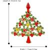 imageBriLove Womens Rhinestone Art Deco Daily Christmas Tree Teardrop Brooch Pin for PartyRuby Color Goldtone