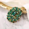 imageBriLove Womens Stunning Emerald Cut Square Crystal Rhinestone Marquise Cluster Brooch Pin for Wedding Party PromEmerald Color GoldTone