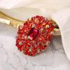 imageBriLove Womens Stunning Emerald Cut Square Crystal Rhinestone Marquise Cluster Brooch Pin for Wedding Party PromRuby Color GoldTone
