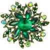 imageBriLove Austrian Crystal Rhinestone Elegant Flower Marquise Brooches for WomenEmerald Color AntiqueGoldTone