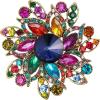 imageBriLove Austrian Crystal Rhinestone Elegant Flower Marquise Brooches for WomenMulticolor AntiqueGoldTone