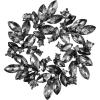 imageBriLove Austrian Crystal Rhinestone Elegant Flower Marquise Wreath Brooches for WomenGrey BlackTone