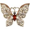 imageBriLove Austrian Crystal Rhinestone Marquise Butterfly Brooches for WomenBrown AntiqueGoldTone