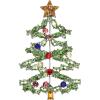 imageBriLove Christmas Tree Brooch Pin Xmas Star Crystal Marquise Decorative Gift for WomenGreen SilverTone