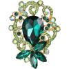 imageBriLove Elegant Crystal Teardrop Marquise Bouquet Brooch Pin for WomenEmerald Color GoldTone