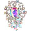 imageBriLove Elegant Crystal Teardrop Marquise Bouquet Brooch Pin for WomenIridescent AB SilverTone