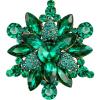 imageBriLove Womens Crystal Rhinestone Marquise Flower Brooch Pin for Party PromEmerald Color AntiqueGoldTone